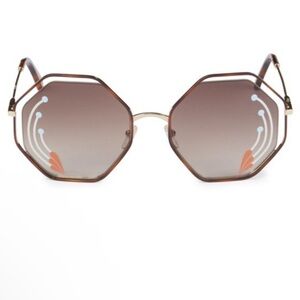 CHLOÉ Havana 58MM Hexagon Sunglasses New